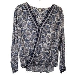 CATO Long Sleeve Boho Style Blouse; Size Small